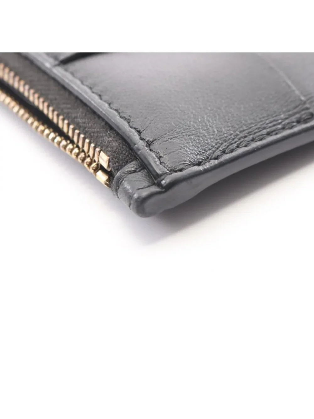 Bottega Veneta Coin Case Cassette Card Black Leather Maxi Intrecciato Fastener